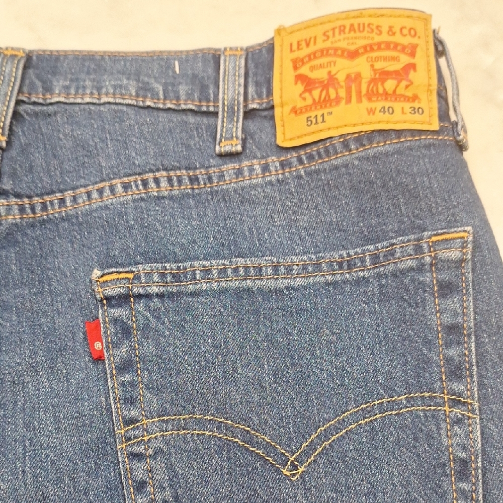 Levi's 511 Mens Sz‎ 40 X 30 Classic Blue Straight Slim Leg Jeans Red Tab Western